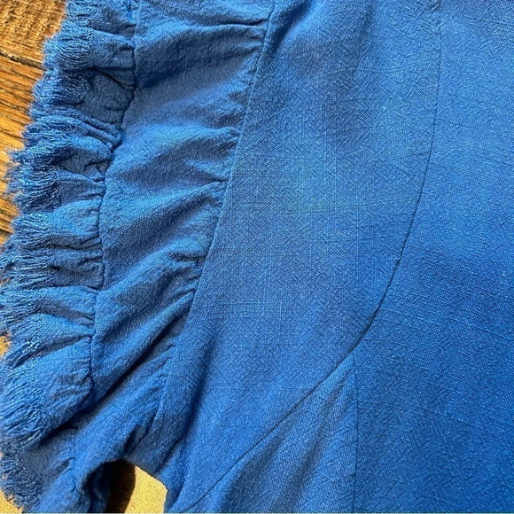 Umgee Royal Aline Womens Small Aline dress Ruffle Frayed Sleeves Fray Hem EUC - Picture 5 of 7